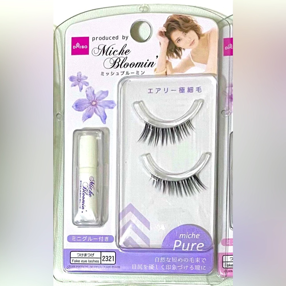 EyeLashes with Adhesive - Miche Bloomin “Pure” by Daiso Japan (set of 5)